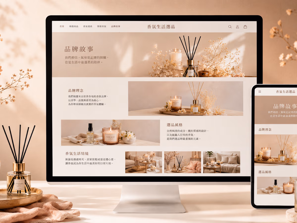 香氛生活選品品牌｜Shopline 官方購物網站建置 網站畫面 1