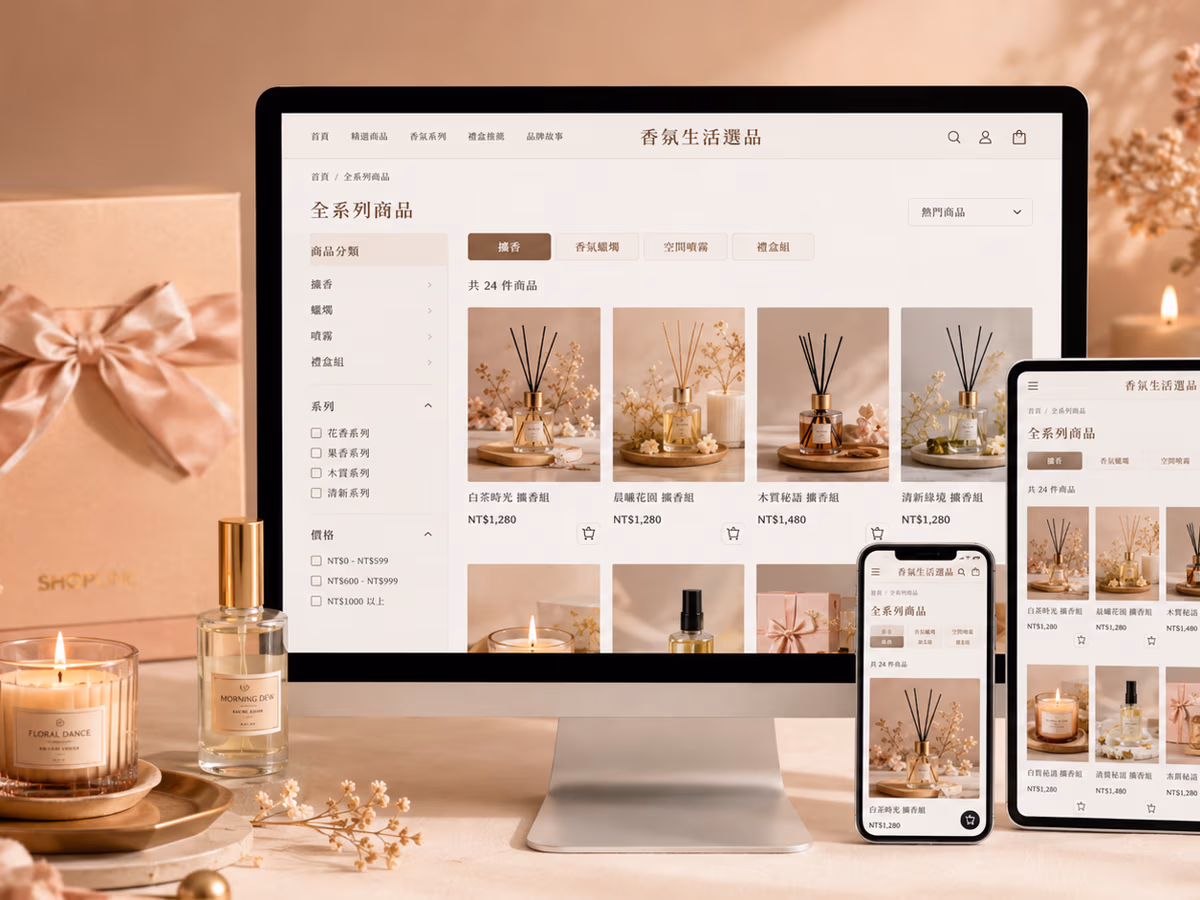 香氛生活選品品牌｜Shopline 官方購物網站建置 網站畫面 2